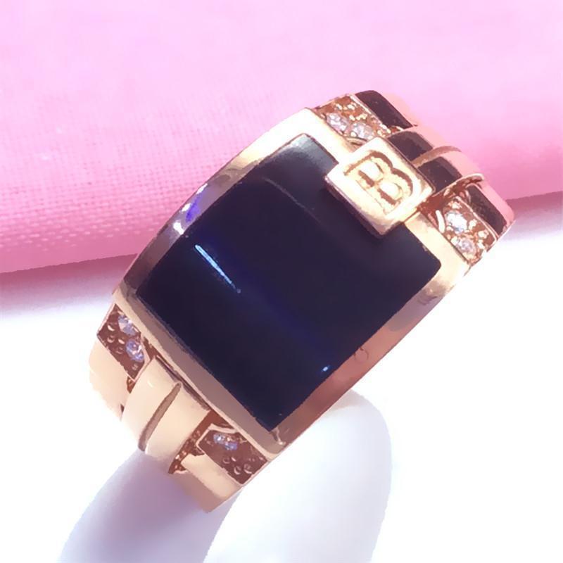 Purple Gold Color Gold Square Ring Temperament Trend Personality Wide Opening Adjustable Rose Gold Plated Ring