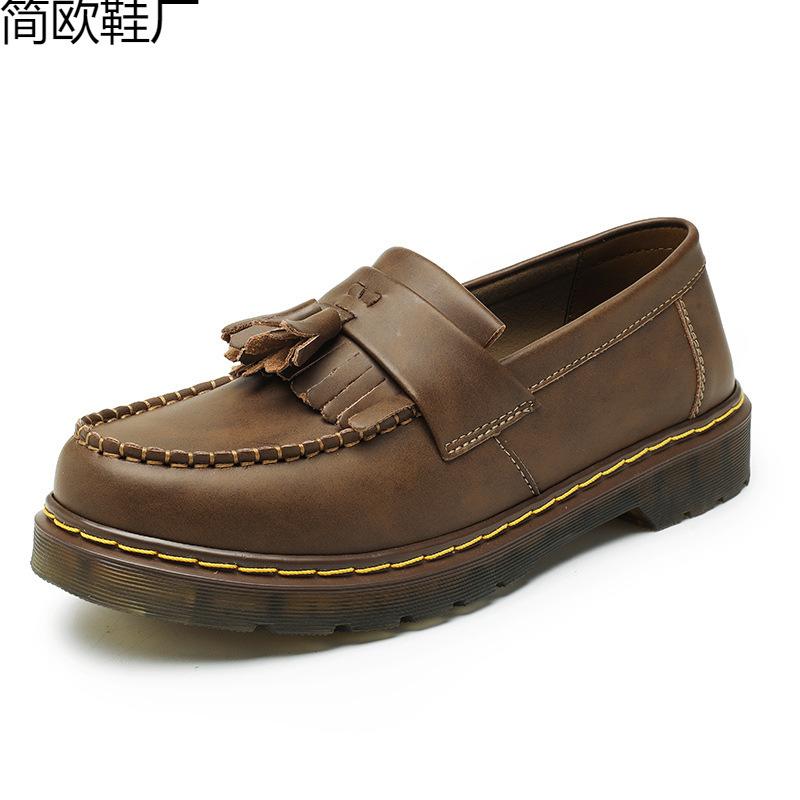 

A fringed men s leather low-top Martin shoes fashion student round head crazy 47 коричневий