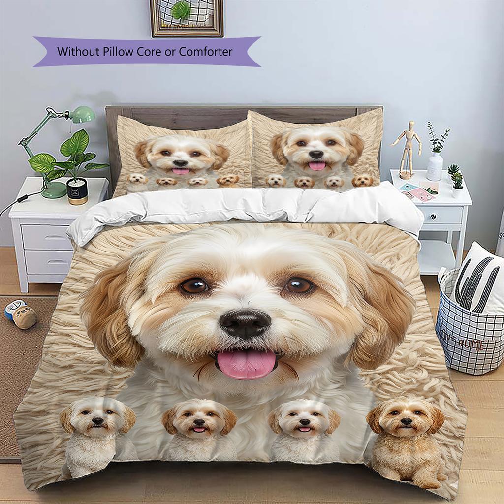 Havanese Papillon Pattern Bedding Quilt Set Quilt Cover Pillowcase Home Decoration Gift (1 * duvet cover + 2 * pillowcase, without core)