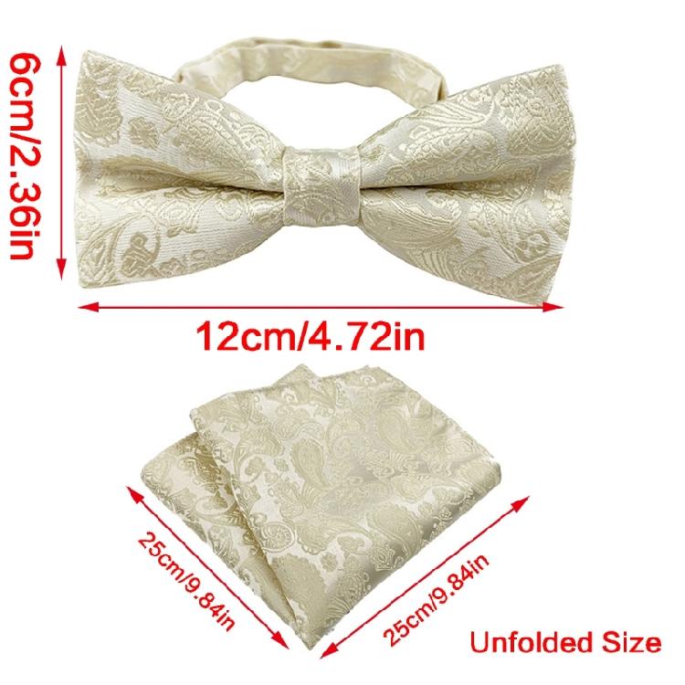 Floral Jacquard Adjustable Pre Tied Bows Tie and Pocket Square Set for Men Formal Wedding Party Prom Necktie Neckwear
