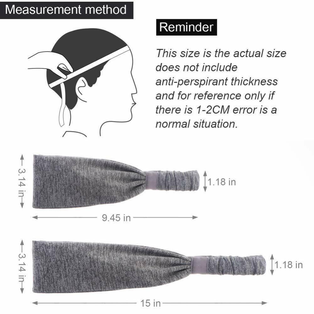 Men Women Yoga Headband Non Slip Sweatband Elastic Hair Band for Workout Running Athletic Wide Turban Headbands