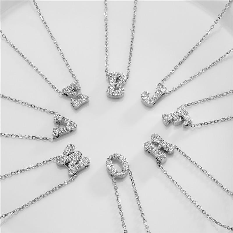 HECHENG,26-Letters Chain Pendants Necklaces,Initial Name Women's Zircon Fashion Zircon,Party Wedding Gift Wholesale