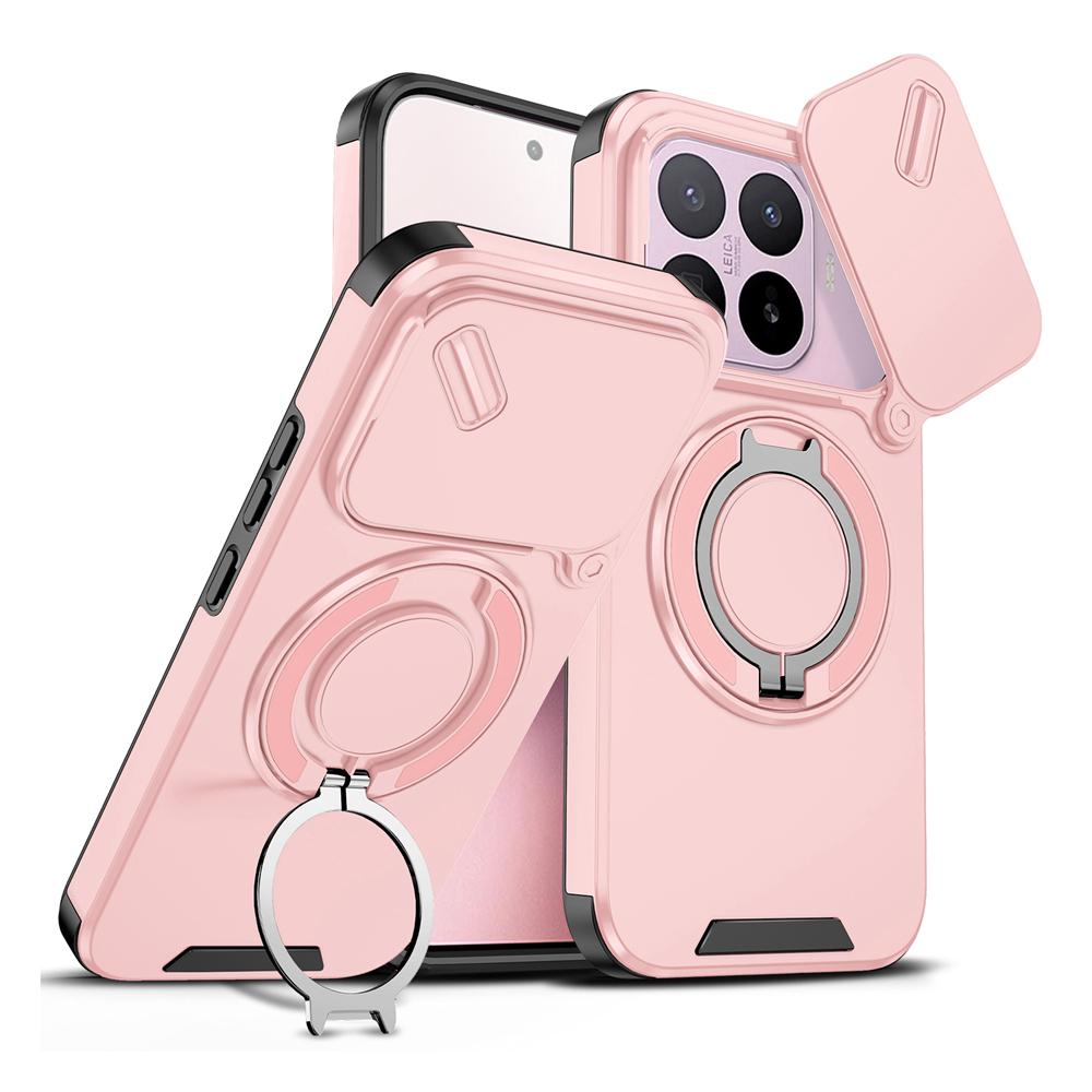 KEYSION 360° Rotating Ring Stand Phone Case for Xiaomi 17T 17T Pro 5G Slide Camera Protection Magnetic Shockproof Back Cover