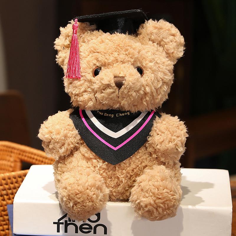 Cartoon Doctor's Clothing Teddy Bear Doll Plush Toy Small Sitting Bear Doll Boys Girls Soft Students Graduation Gift Home Decor