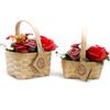 Soap Flower Bouquet Red Medium Wicker Basket