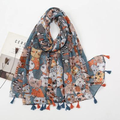 Bufanda de Viscosa con Borlas Florales Chales y Fulares para Mujer Hijab Banda para el Cabello Femenina Lujoso Pañuelo Musulmán 180*85Cm Echarpe Bandanas