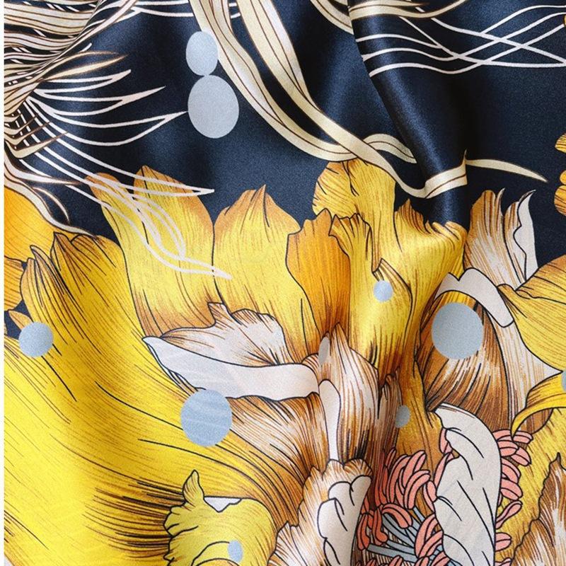 Koi Peony Silk Scarf Women'S Spring And Autumn Thin Mulberry Silk Scarf Golden Autumn Elegant Versatile Long Shade Shawl