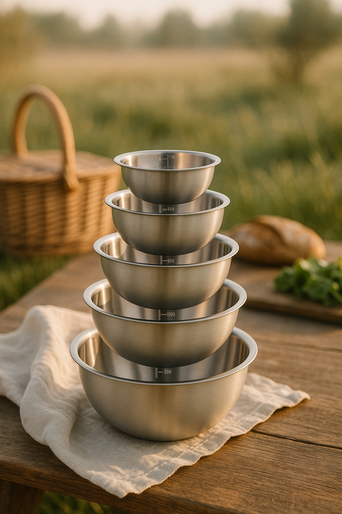 5pcs/Set Stainless Steel Mixing Bowls Non Slip Nesting Whisking Bowls Set Mixing Bowls for Salad Cooking Baking