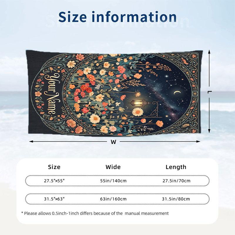 Starry Night Dreamscape 1 Theme Quick Dry Beach Towel Custom Name Text Print Large Sand Resistant Towel Beach Vacation