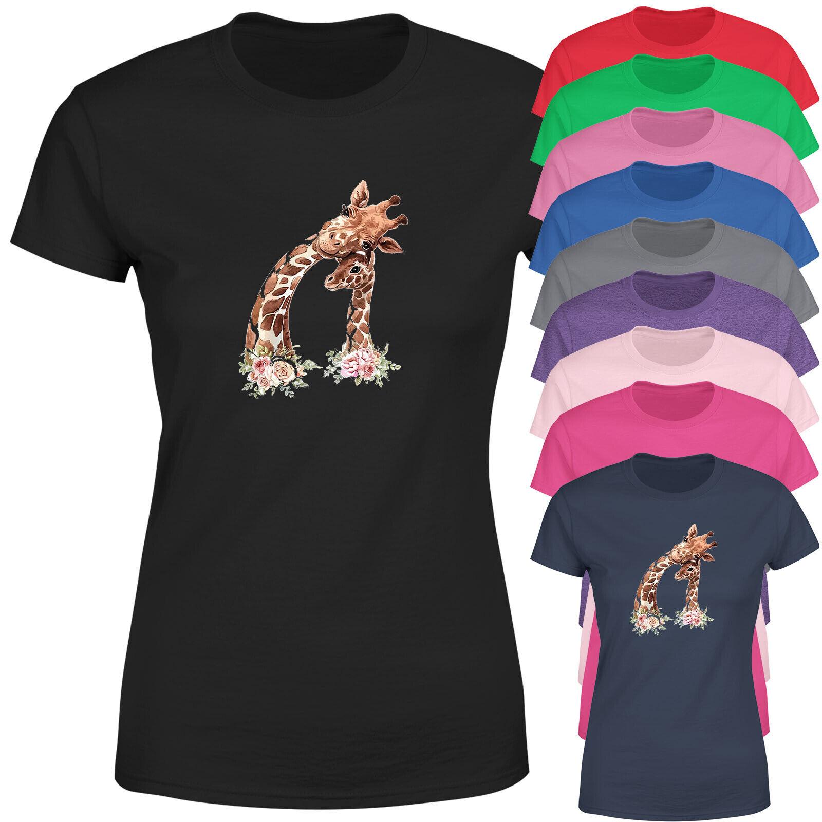 Mama Giraffe Womens T Shirt Mens Womens Tees Top Funny Animal Graphic Mothers Day Mom Mummy Tee 2XL