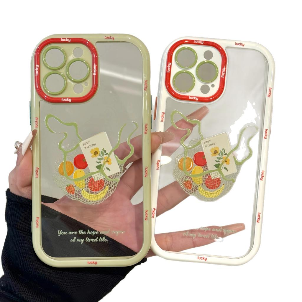 Net Pocket Fruit Cream Shell for Apple 16/15 Mobile Phone Case 14 Anti-fall 13 Creative 12 Advanced 11 New Style