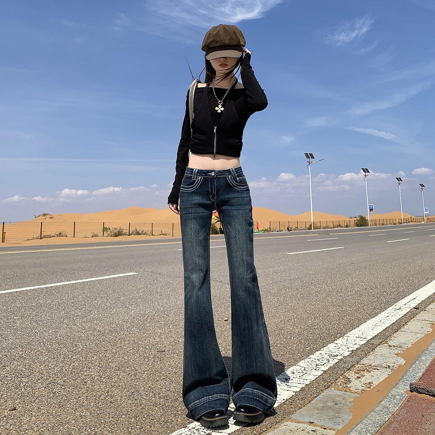 

Women s American Retro Micro-Flare Low-Waisted Jeans | 2025 Fall Stretch Slimming Pants Small