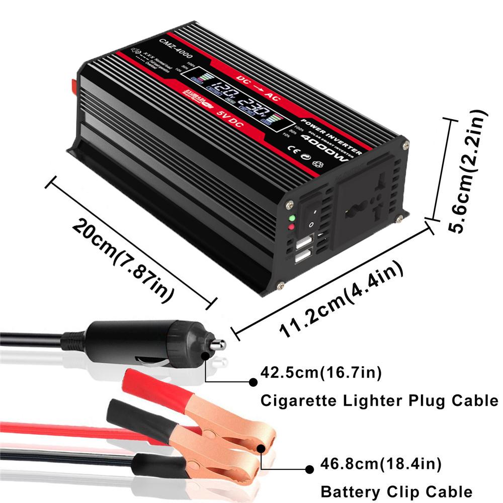 4000W   Leistung Modifizierte Sinuswelle   Wechselrichter LED-Anzeige 300W Nennleistung     12V auf AC 220V Konverter Hochfrequenz Auto-Strom  r Wechselrichter w