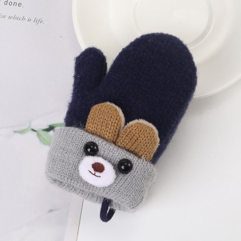 Children's Plus Velvet Thickened Bunny Gloves New Style Neck Finger Gloves Baby Kids Cute Windproof Gloves