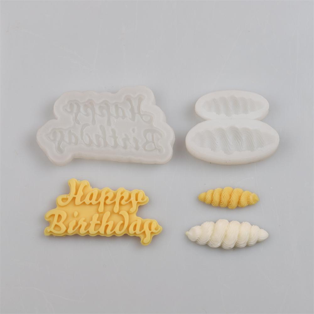 Silicone 3D Happy Birthday Cake Mold Letters Numers Mold For Ice Jelly Chocolate Mould Cream laminated Edge Cake Decorating Tool