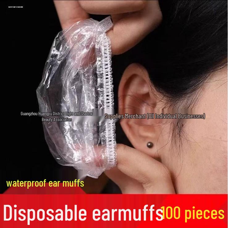100 Disposable Waterproof Ear Covers for Piercing, Bathing, Shampooing, and Hair Dyeing