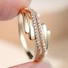 Light Luxury Double-layer Cross-row Diamond Ring Korean-style Minimalist Open Ring with Delicate Cubic Zirconia Accents