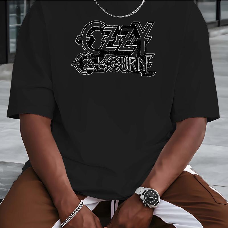 Ozzy Logo Printed T-shirt Heavy Metal Fitness Street Style Men's and Women's Summer Leisure Sports Pure Cotton Short Sleeves