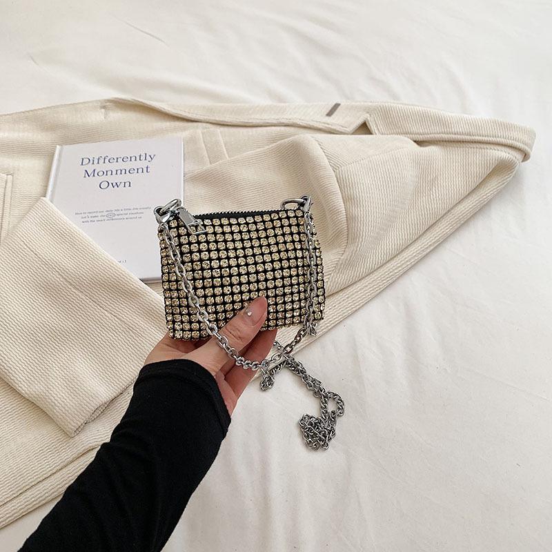 Temperament Rhinestone Bag 2025 New Trendy Full Diamond Bag Mini Shoulder Messenger Bag Hand Bag Women's Lipstick Bag