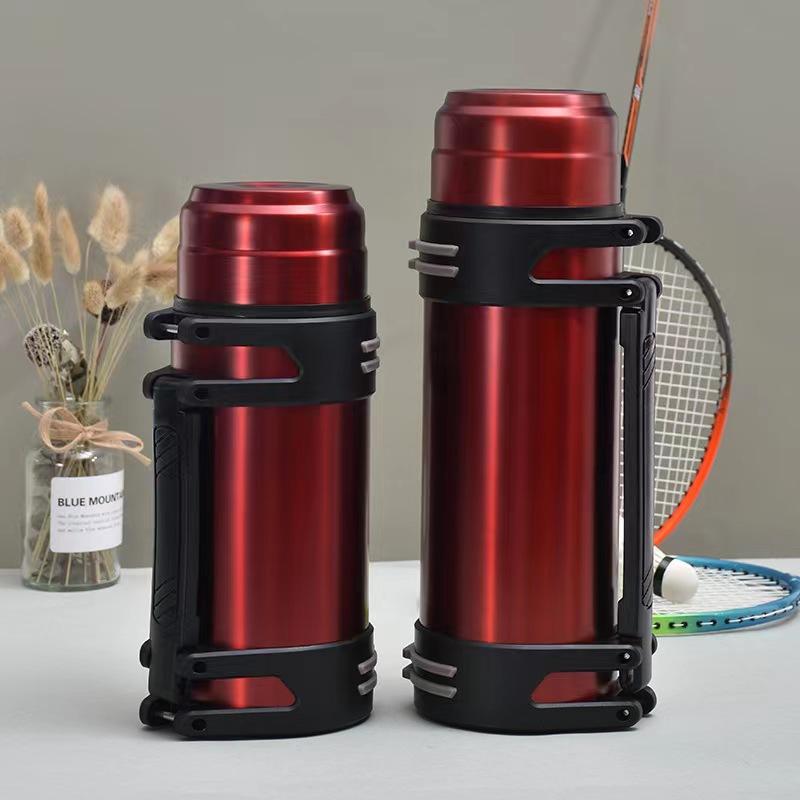 1500/2500 ml Isolierbecher, 100 % auslaufsicher, 100 % Isolierung, großes Fassungsvermögen, Edelstahl, mit Griff und Schultergurt, für Reisen, Angeln, Arbeit