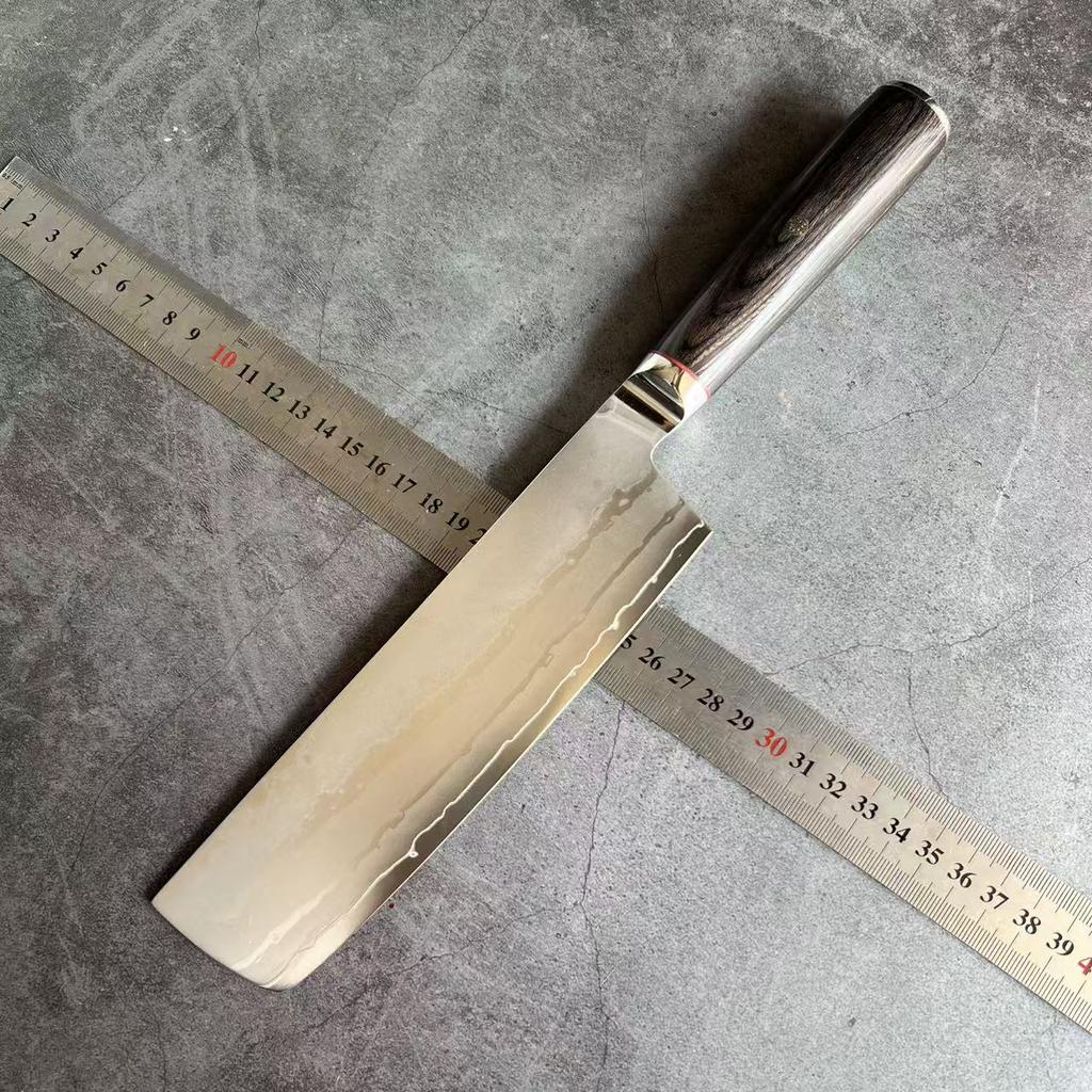 7 Inch Nakiri Knife 9-layers Clad Steel 10Cr15Mov Blade Wood Handle Chef Slicing Vegetables Cleaver Meat Japanese Kitchen Knife