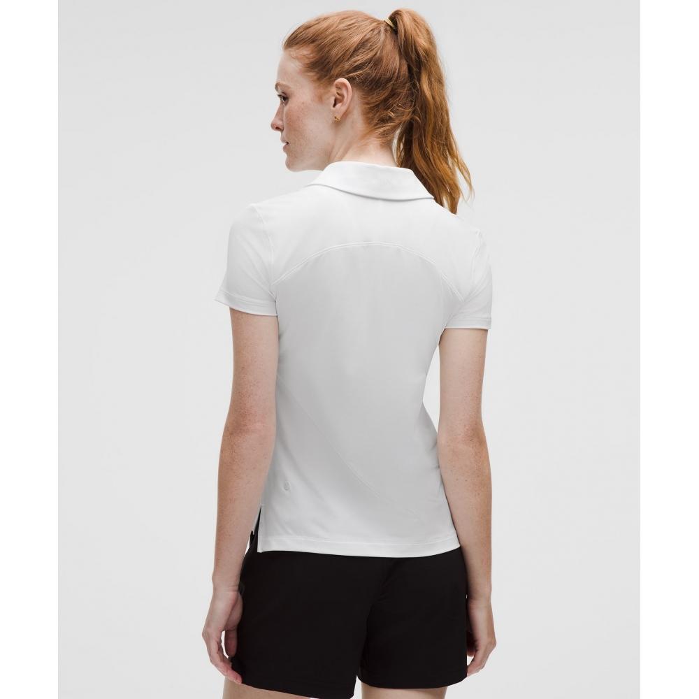 Lululemon Quick Dry Short Sleeve Polo Shirt Straight Hem  Graphic White