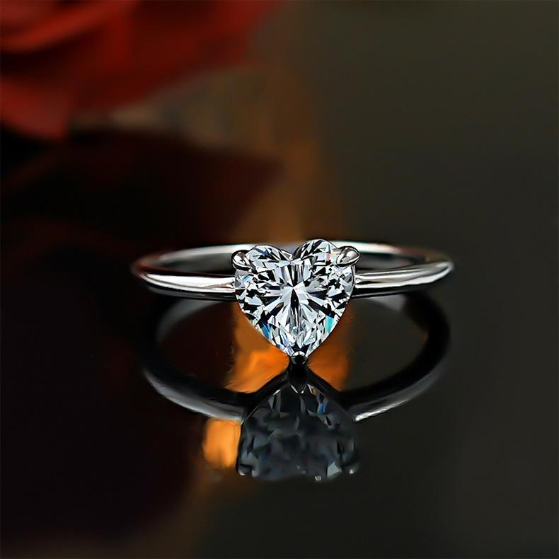 New Heart-shaped Flash Zircon Single Diamond Simple Love Open Ring Women's Exquisite Party Daily Versatile Ring 2026