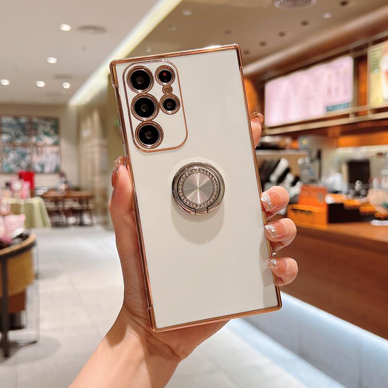 

Suitable for Samsung S25ultra Mobile Phone Case Electroplated Love Soft Shell Full Inclusive Ring Holder New A54 Protective Case Samsung S21