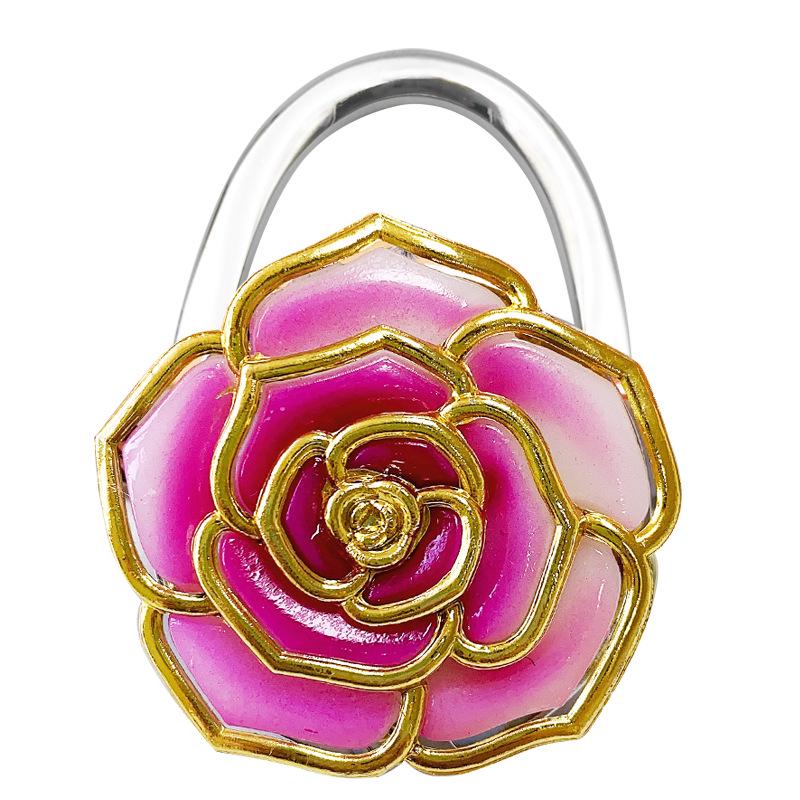 Gancio Pieghevole per Borsa Bicolore Rosa Degradé con Bordatura Dorata