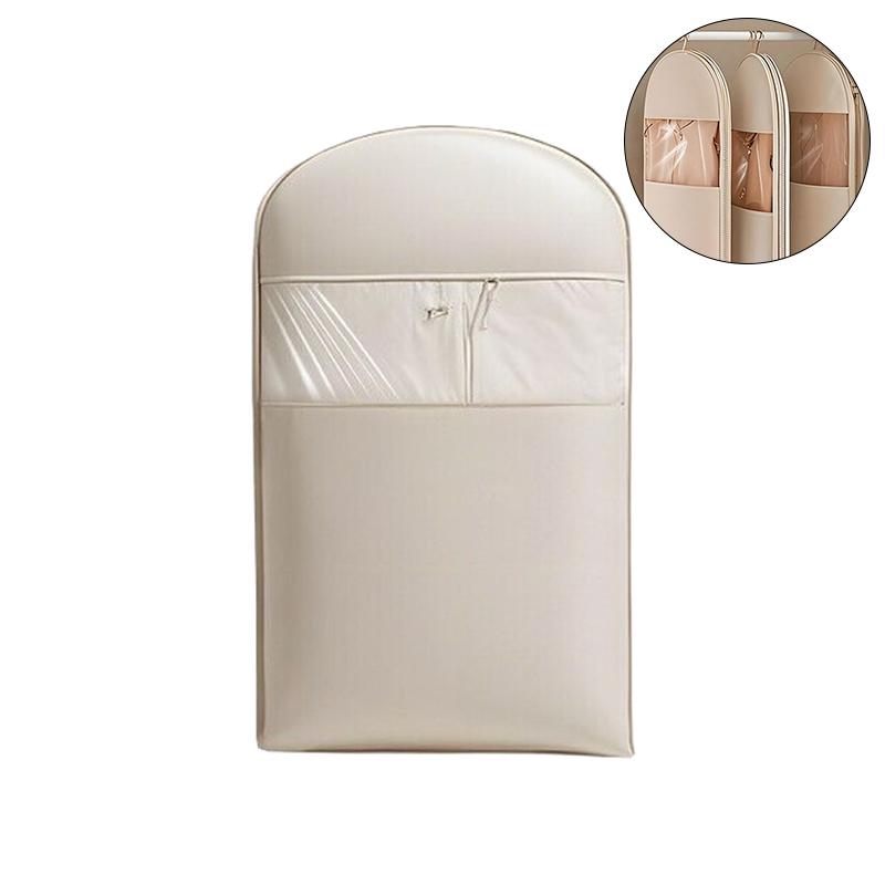 

Down Jacket Compressed Dust Cover Wardrobe Clothes Dust Bag Household Visible Transparent Window Hanging Clothes Bag With Zipper S бежевий