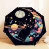 Galactic Cat Adventure: Colorful Cosmic Umbrella - Auto Open/Closed, Outdoor Gear for Travelers, Lightweight and Durable 032