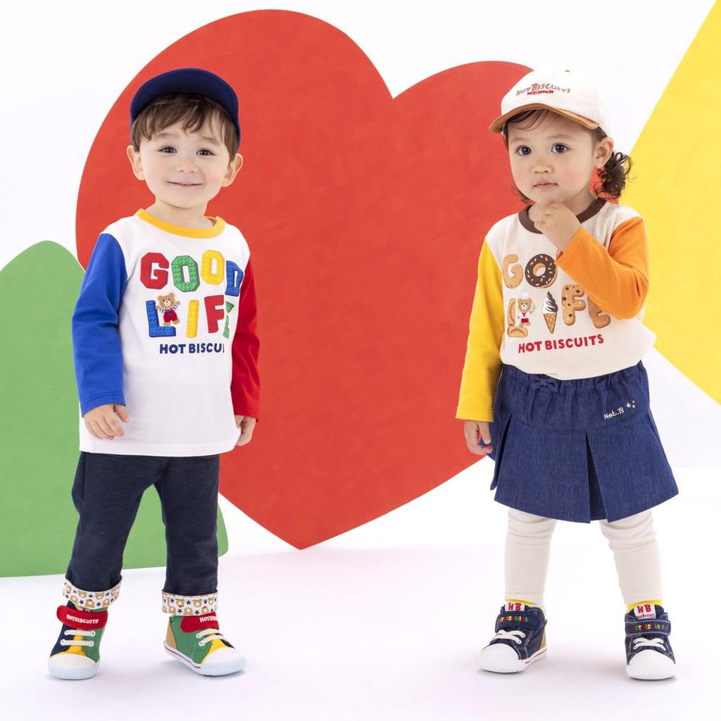 MIKI HOUSE HOT BISCUITS Long Sleeve T-Shirt, Boys and Girls, Baby Clothing, Ivory, 100cm, 73-5202-683