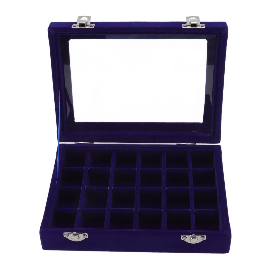 24 Grid Earring Storage Box Fashion Jewelry Display Tray with Transparent Lid for Stud Earrings