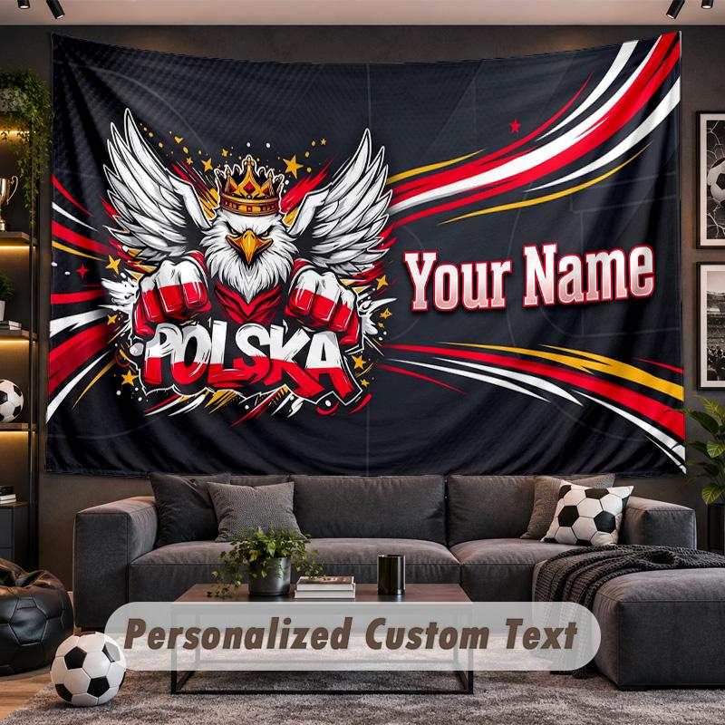 Poland Personalized Tapestry Support Custom Name, Wall Art Home Decoration