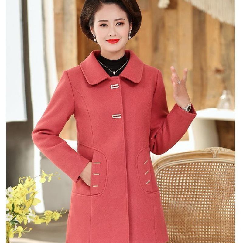 Palton de lână de iarnă de lungime medie pentru mamă - Larg, la modă și extra gros pentru femei