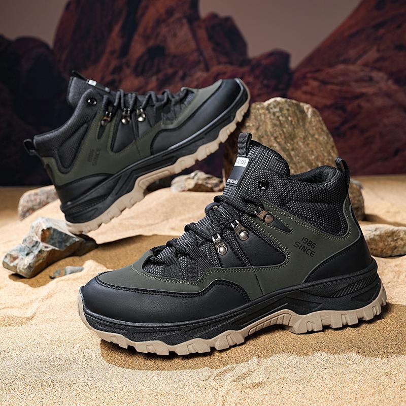 Men's boots four seasons new soft-sole anti-slip comfort casual boots fashion youth outdoor work boots breathable high-top boots