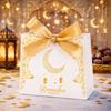 10Pcs Multicolor Eid and Ramadan Gift Boxes Satin Ribbon Bow Star/Moon Ramadan Gift Box Simple Portable Eid Gift Box