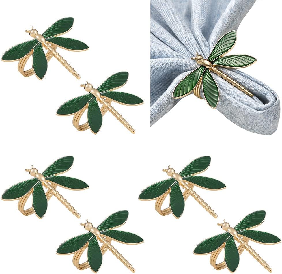 Alloy Green Dragonfly Napkin Ring Western Restaurant Exquisite Green Dragonfly Napkin Ring Small Fresh Napkin Ring Napkin
