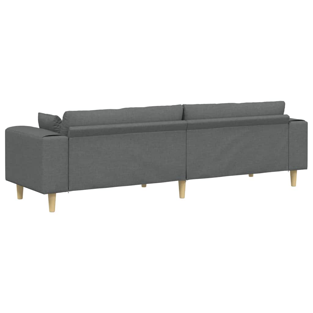 Dark Grey 250 X 77 X 76 Cm Fabric Sofa with Cushions