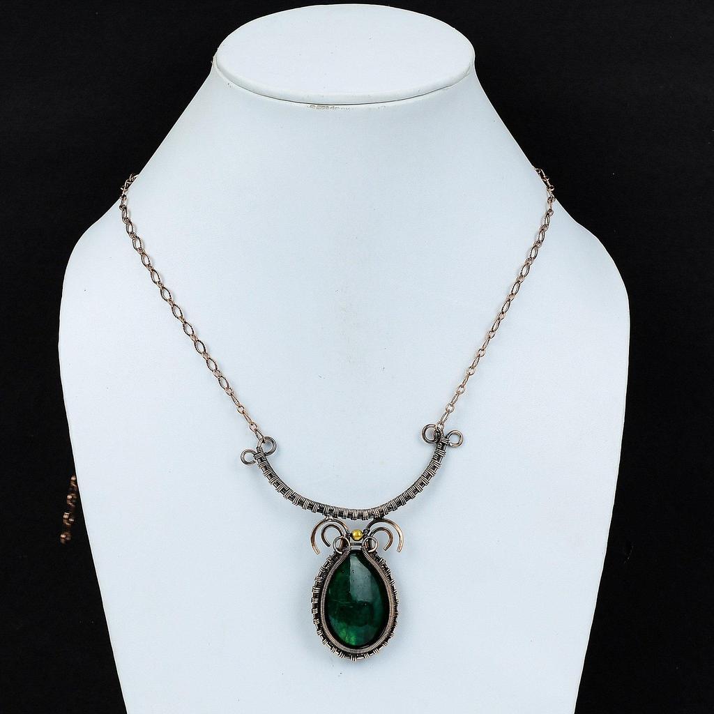 Green Fire Labradorite Gemstone Necklace Copper Wire Wrapped Necklace Adjustable Necklace Handmade Copper Jewelry Wire Wrap Jewelry For Gift