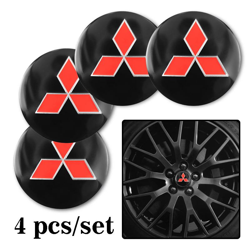 4Pcs Car Emblem Wheel Hub Center Cap Sticker Rim Badge Cover For Mitsubishi Eclipse Lancer Mirage Jinxuan Galant Mirage Montero