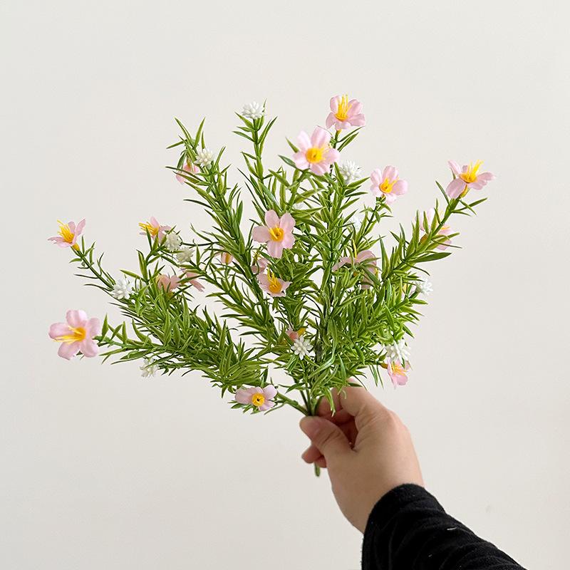 7 Fork Artificial Flower Water Plants Jasmine Wild Chrysanthemum Fake Flower Arrangement with Grass Home Outdoor Wedding Decor