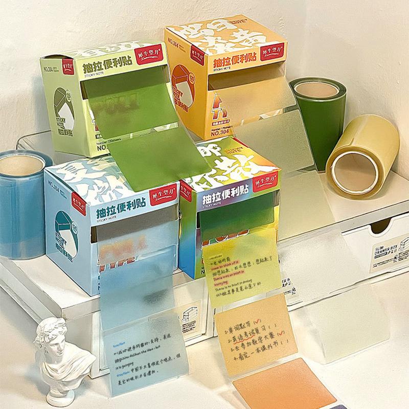 126 Sheets Color Matte Sticky Notes Pads Stationery Posted It Memo Notepad Notebook Pull-Out Message Sticker