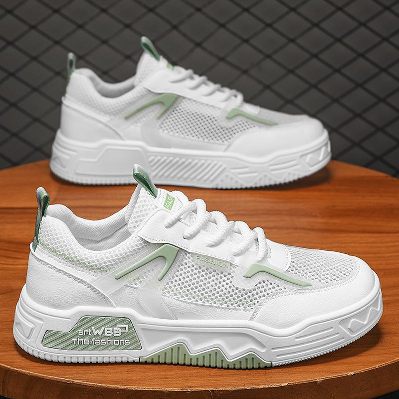 Herren-Board-Schuhe mit dicker Sohle und Absatz, Sommer neu, Mesh, atmungsaktiv und bequem, niedrig geschnitten, zum Schnüren, vielseitig, lässig