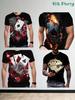 Men's Poker T-Shirts Flame Print Summer Short Sleeve Cool Casual Streetwear Black Graphic Tops Fashion Poker T-Shirts for Men