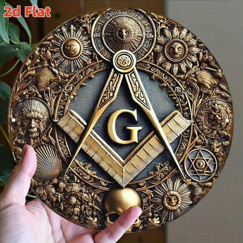 Masonic Metal Wall Art Freemason Symbol Sign Bar Garage Decor