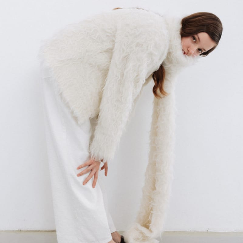 THETIS WAVY FLUFF LONG HAIR wool MUFFLER_TT5W704IV