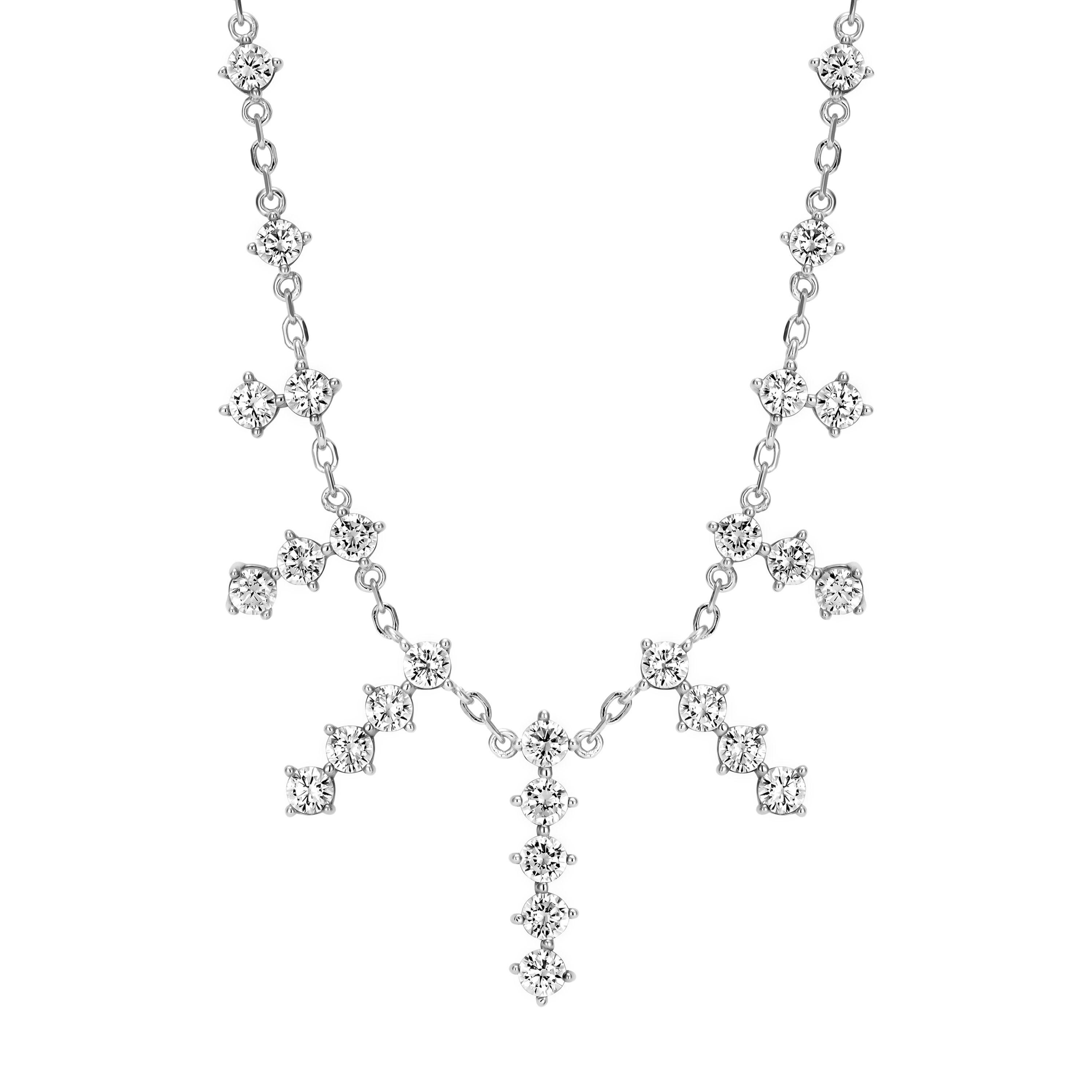 Rochime Sparkling Star Tassel Diamond Necklace 925 Silver Gold Plated Zircon Fine Jewelry for Women 45cm