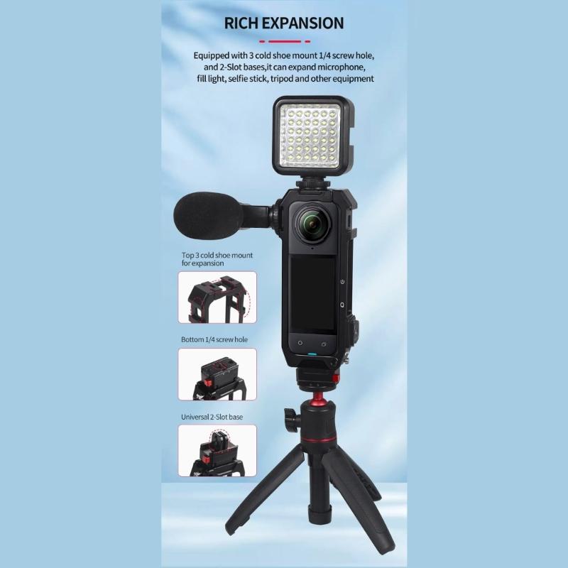 Aluminum Protective Camera Cage For 360 X4 Action Cameras With Quick Release and Mount Magnetic Adapter