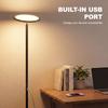 Uplighter Floor Lamp with Tuya App and Music Sync, Standing Lamp with Adjustable Head for Living Room Bedroom, Black